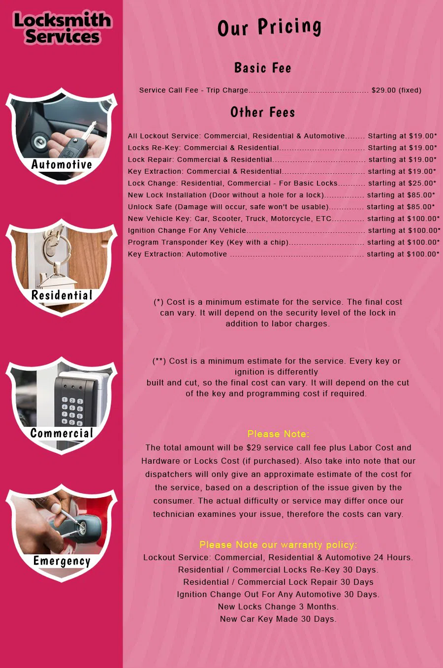 Sea Girt NJ Locksmith Store Sea Girt, NJ 732-419-7147 - price-list-c-18